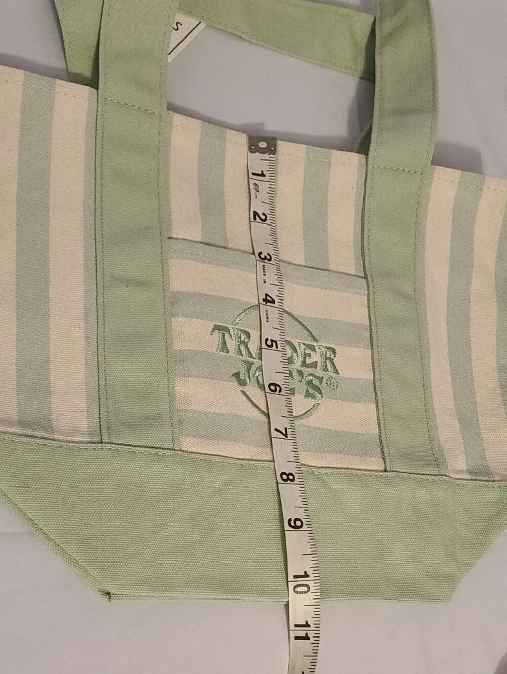 Trader Joe's Blue Striped Mini Canvas Tote Bag - Picture 8 of 9